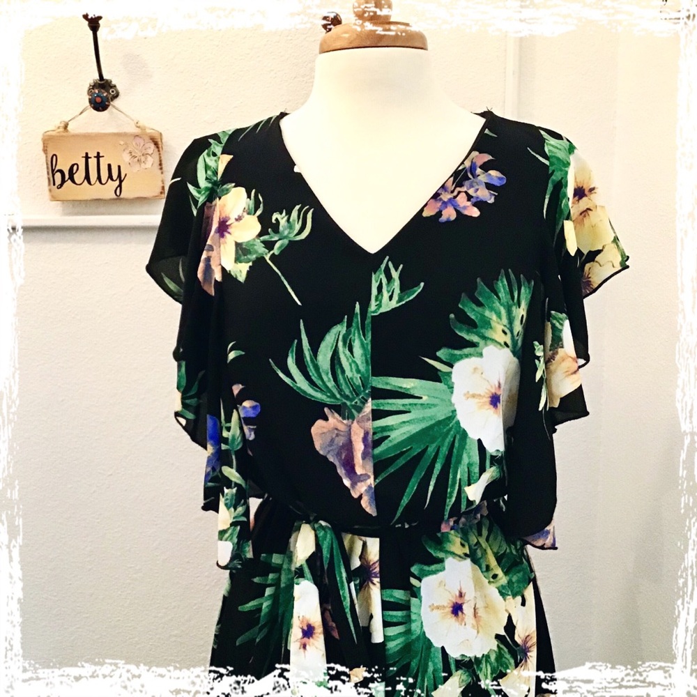 Tropical Flower Midi Dress